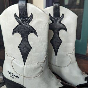 White and black cowgirl boots